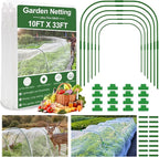 Garden Mesh Netting Kit, 10 * 33ft Ultra Fine Netting with 6pcs Garden Hoops for Raised Beds, Plants Cover Net for Vegetable Fruit, Animals Barrier Protection Greenhouse Row Cover