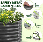 A ANLEOLIFE 4-Pack 6X3X2ft & 8X4X2ft Deep Root Galvanized Raised Garden Beds Outdoor for Planting Vegetables Flowers Herb, Quartz Grey