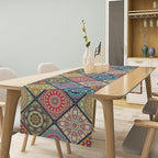 Boho Bohemian Table Runner, Vintage Indian Floral Print Table Cover for Farmhouse Kitchen Dining Table Decor Holiday Party, 13x60inch