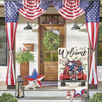 AVOIN colorlife Welcome Patriotic 4th of July Truck Garden Flag 12x18 Inch Double Sided, Rustic Farmhouse Yard Outdoor Decoration