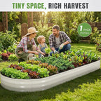 INNO STAGE Galvanized Raised Garden Bed, 12x4x1FT Oval Metal Raised Garden Beds for Vegetables, Rust-Resistant & Easy Assembly, Outdoor Planter Box for Gardening, Flowers, Herbs (White)