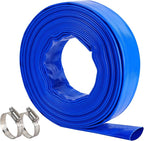 2" x 50 FT Pool Backwash Hose Blue Heavy Duty Reinforced PVC Lay Flat Water Discharge Hose for Swimming Pool Filter Pump,with 2 Clamp
