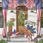 AVOIN colorlife 4th of July Patriotic Garden Flag 12x18 Inch Double Sided Outside, Memorial Day Welcome Floral Daisy Yard Outdoor Decoration