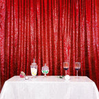 SquarePie Sequin Backdrop Less Transparent Background Sparkly Curtain for Wedding Party 4FT x 7FT Red