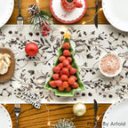 Artoid Mode Leaves and Flowers Cotton 210 GSM Winter Table Runner, Seasonal Christmas Kitchen Dining Table Decoration for Home Party Decor 13x36 Inch