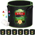 Grow Bags of 6-Pack 5Gallon, Garden Planter Bags with Handles, Thickened Nonwoven Fabric Aeration Planting Pots, Vegetable Gardening Fabric pots with Plant Tags and Seedling Bags, Black