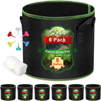 Grow Bags of 6-Pack 5Gallon, Garden Planter Bags with Handles, Thickened Nonwoven Fabric Aeration Planting Pots, Vegetable Gardening Fabric pots with Plant Tags and Seedling Bags, Black