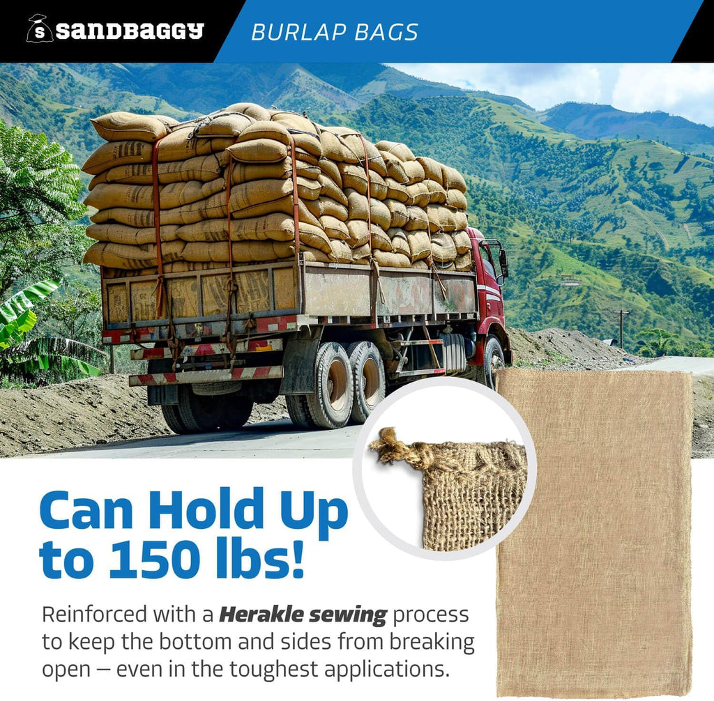 Sandbaggy - Large Burlap Bags 24" x 40" - Burlap Sack Race Bags for Kids & Adults - Premium Quality Burlap for Vegetables- Bad Weather/Frost Protection - Pack of 4 - Great as Potato Sacks
