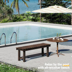 Wood Outdoor Garden Bench,3-Person Seat 47" Backless Bench, 100% Solid Fir Carbonized Weatherproof Patio Bench,Indoor Bathroom Seat Entryway Shoe Bench for Garden Porch Backyard Pool Balcony (Large)