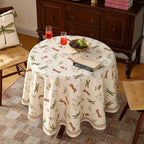 ISAENNE Designer Floral Linen Round Tablecloth,French Off White Elegant Table Cloth,Fall Washable Home Decor Tablecloths for Dining Thanksgiving Kitchen Christmas Party,Diameter 67"-Grace B