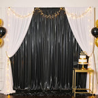 10x10FT Black Sequin Backdrop - 2 Panels 5x10FT Wrinkle-Free Glitter Drapes for Weddings, Parties & Events