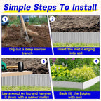 Corrugated Garden Edging,6"×20Ft Galvanized Steel Landscape Edging & Lawn Edging Border,Metal Garden Border for Flower Beds,Garden,Lawn,Raised Beds & Tree Surrounds(Silver)