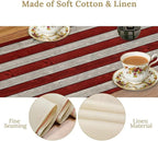 American Flag Table Runner, 4th of July USA Rustic Vintage Wooden Blue Red Stars Stripes Print Table Runner for Farmhouse Kitchen Dining Table Decor, 13x36inch