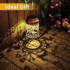 Rabbit Solar Lanterns Outdoor Waterproof Hanging Bunny Solar Lights Metal Decoration Outside for Yard,Patio,Porch, Pathway, Lawn, Garden Decor Lantern Birthday Gifts for Women Mom Grandma