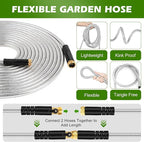 Metal Garden Hose 100 ft Stainless Steel Heavy Duty Water Hose with 10 Function Nozzles Flexible Lightweight Kink-Free Leakproof Sturdy Hoses Pipe 3/4" Brass Fitting for Outdoor Yard Lawn RV