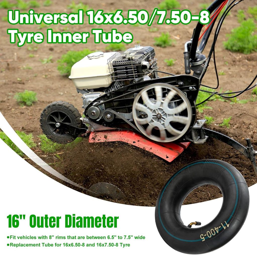 16x6.50-8 16x7.50-8 Inner Tubes, 2 Pack Heavy Duty Replacement Tire Inner Tubes with Straight Valve Stem for Wheelbarrow, Lawn Mower, Tiller, Tractor, Garden Cart, Golf Cart, Snow Throwers, etc