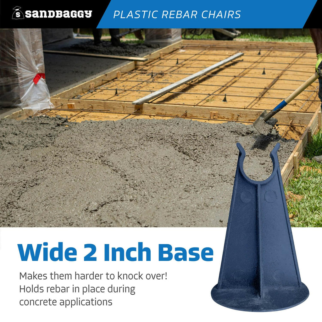 Sandbaggy Rebar Chair (Pack of 1000, 2-1/4 Inch) - Heavy Duty Plastic, Fits Rebar #3 to #5 - Preferred Choice for Concrete Contractors