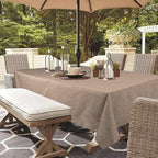 Outdoor Tablecloth Wrinkle-Free Stain Resistant Waterproof Polyester Fabric Table Cover with Zipper Umbrella Hole for Picnic/Party/Dinner/Patio Garden(60×84inch,Zippered,Flax)