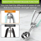 Spring Chef Medium #40 Stainless Steel Cookie Scoop for Baking, Multifunctional Kitchen Food Scooper with Trigger Release, 1.7 Tablespoon Melon Scooper - Dishwasher Safe Meatball Scoop - Mint