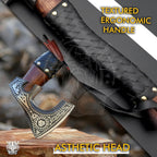 SHINY CRAFTS®- Engraved Viking Axe – Gift for Outdoorsman Hand-Forged Hatchet with Leather Wrap Ideal for Holiday or Wedding Gifts (SCA-10)