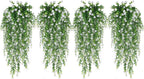 WEISPARK Artificial Hanging Flowers, 12pcs Fake Eucalyptus Vine Faux Flower Greenery Garland Plastic Plants for Indoor Outdoor Wall Garden Wedding Home Party Decor (12pcs White)