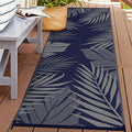 GENIMO Outdoor Rug 2.5' x 8' Waterproof for Patios Clearance, Reversible Outdoor Plastic Straw Camping Rug Carpet, Large Area Rugs Mats for RV, Camper, Deck, Balcony, Porch, Beach, Picnic, Blue&Grey
