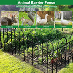 AMAGABELI 8 Panels 32in(H)×10ft(L) Decorative Garden Fence No Dig Rustproof Metal Pre-Linking Fence Panels Garden Edging Border Animal Barrier Fencing for Flower Beds Yard Patio Outdoor Decor Black
