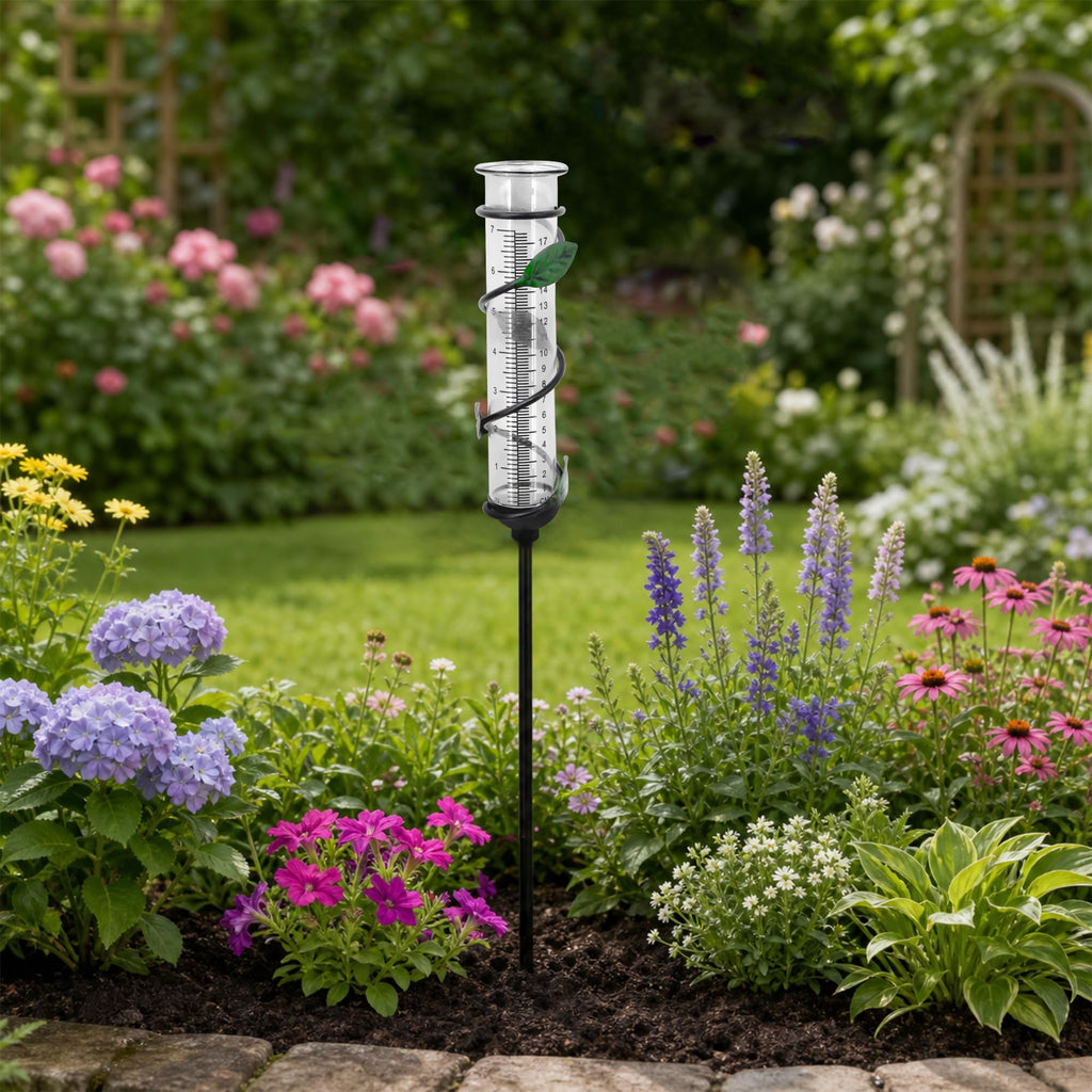 YNGFIL 27" Garden Rain Gauge - 7" Plastic Tube for Outdoor Indoor Use, Patio Yard Decor Statue