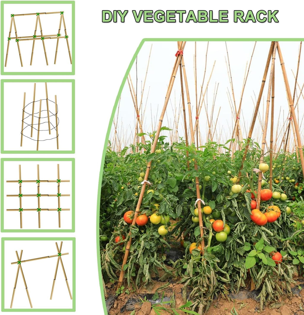 Bamboo Plant Stakes – 25pcs 4FT Natural Bamboo Garden Stakes for Tomatoes, Peppers, Beans, Indoor & Outdoor Plants, Sturdy Plant Support for Seedlings & Potted Plants