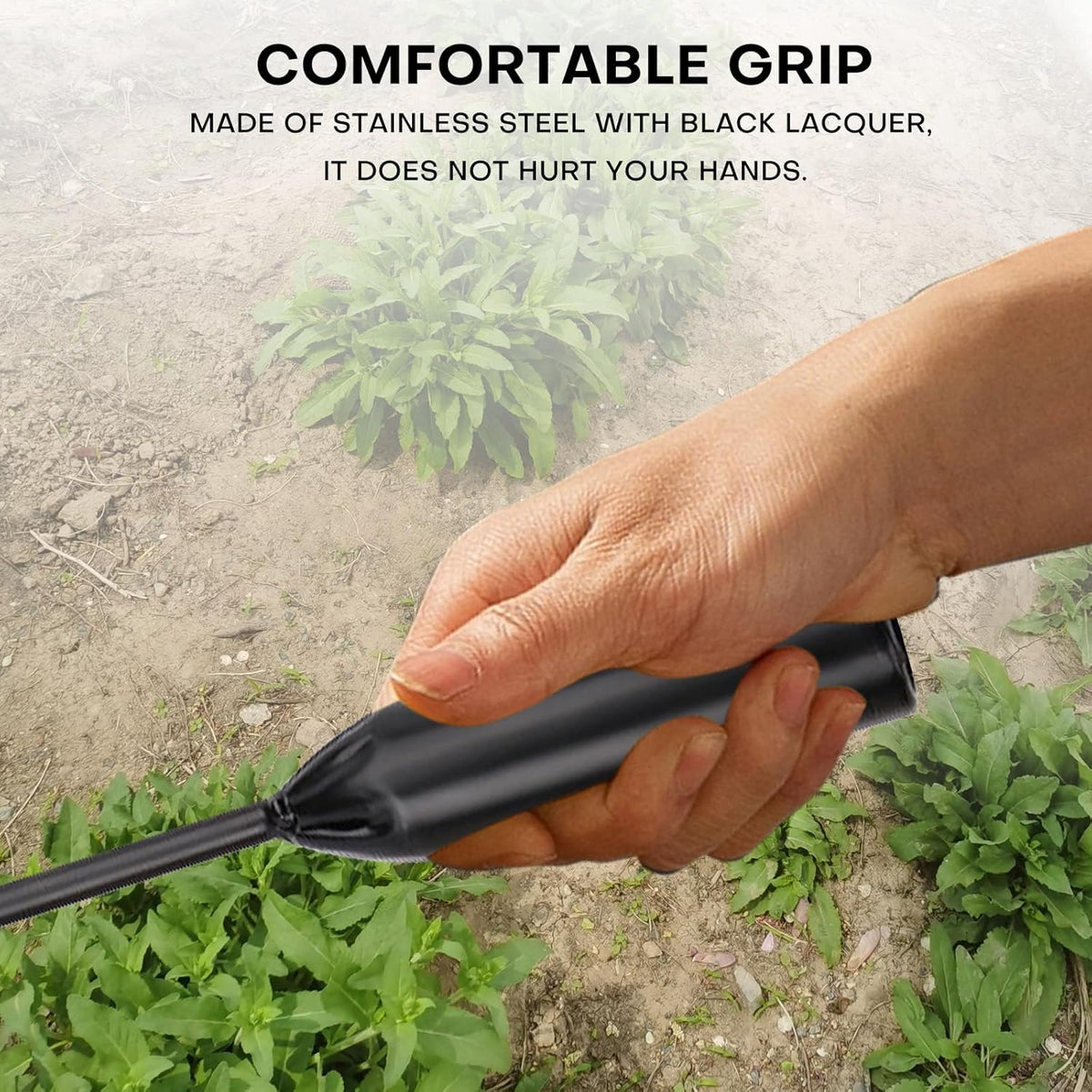 Garden weeding tool 4-tooth manganese steel forged manual weeder Portable root weeding tool Suitable for vegetable gardening backyard farm planting 19.7-inch gardening weeding tool (2-pack)