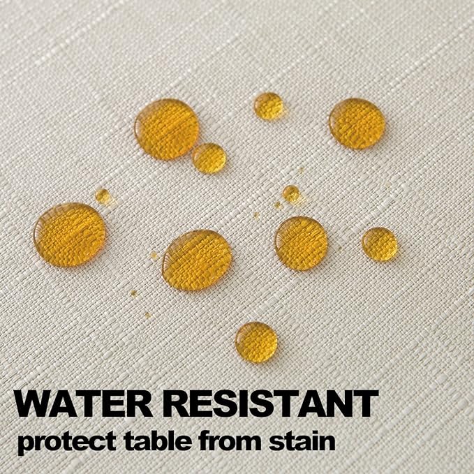 NLMUVW Ivory Table Cloth for Rectangle, Linen Textured Tablecloth Rustic Water Resistant Table Cover for Kitchen Dining and Party, 54 x 96 Inch