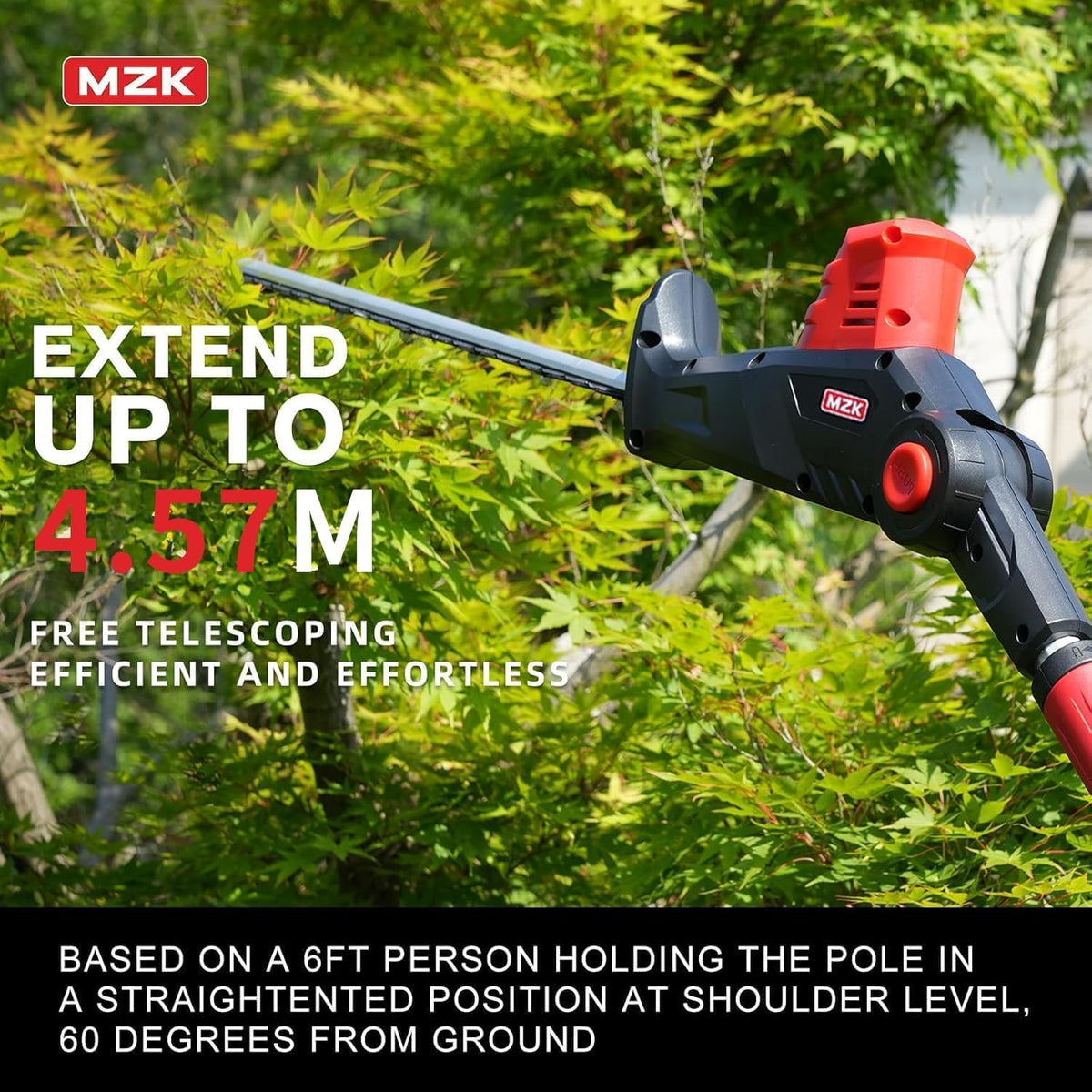 MZK 20V Cordless Hedge Trimmer, Bush & Shrub Cutter, 23-Inch Blade