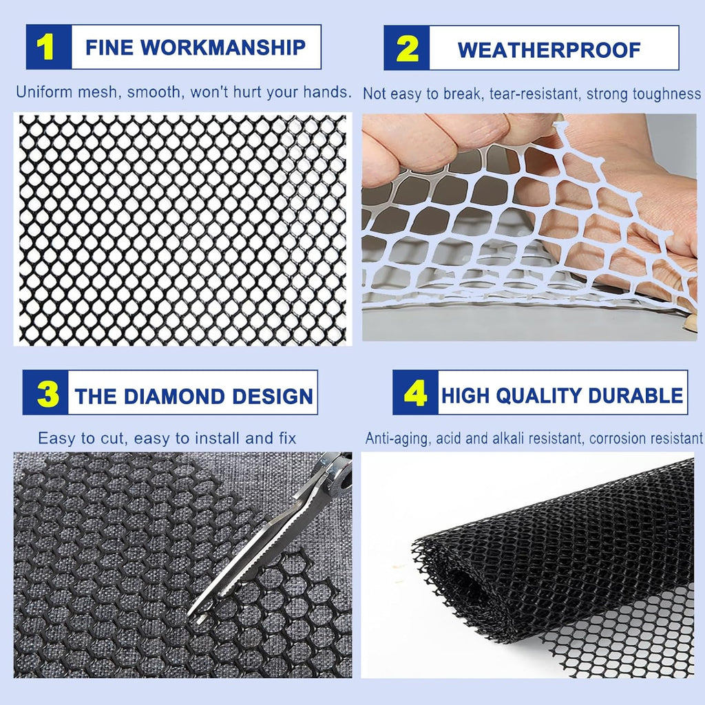 Upgraded Plastic Chicken Wire Fence Mesh 0.7in Poultry Animal Barrier Fence Garden Netting for Farm Poultry Chicken Netting Width 3.3ft(Size:65'L x 3.3'W Roll,Color:Black)