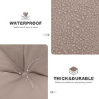 Porch Swing Cushions,Outdoor Cushions 3 Seater Replacement with Backrest, Waterproof Thickened Bench Cushion with Ties for Porch, Patio,Outdoor, Backyard and Garden (Khaki 47 * 40 in)