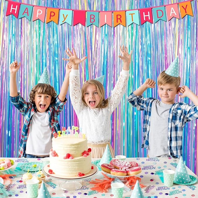 MARFOREVER Iridescent Happy Birthday Confetti, Birthday Party Confetti Metallic Foil Sprinkles Confetti Table Scatter for Kids Adult Party Baby Shower Decorations