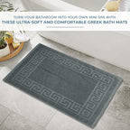 DAN RIVER Greek Bath Mat - Grey, 100% Ring Spun Cotton, Pack of 2, 20x32 inches, 800 GSM, Non-Slip, Absorbent, Quick Drying, Machine Washable Bathroom Floor Mats for Shower, Kitchen & Bath
