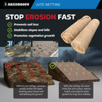 Sandbaggy Jute Netting Roll, 4 ft x 225ft, Biodegradable Erosion Control Blanket for Slopes, Hills & Drainage, Eco-Friendly, Durable Soil Stabilizer, Contractor-Approved for Landscaping (1 Roll)
