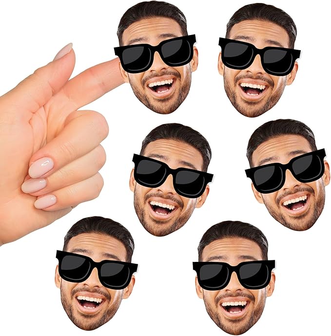 Big Dot of Happiness Custom Photo Sunglasses - Party Favors - Fun Face Cut-Out Stickers - Set of 24