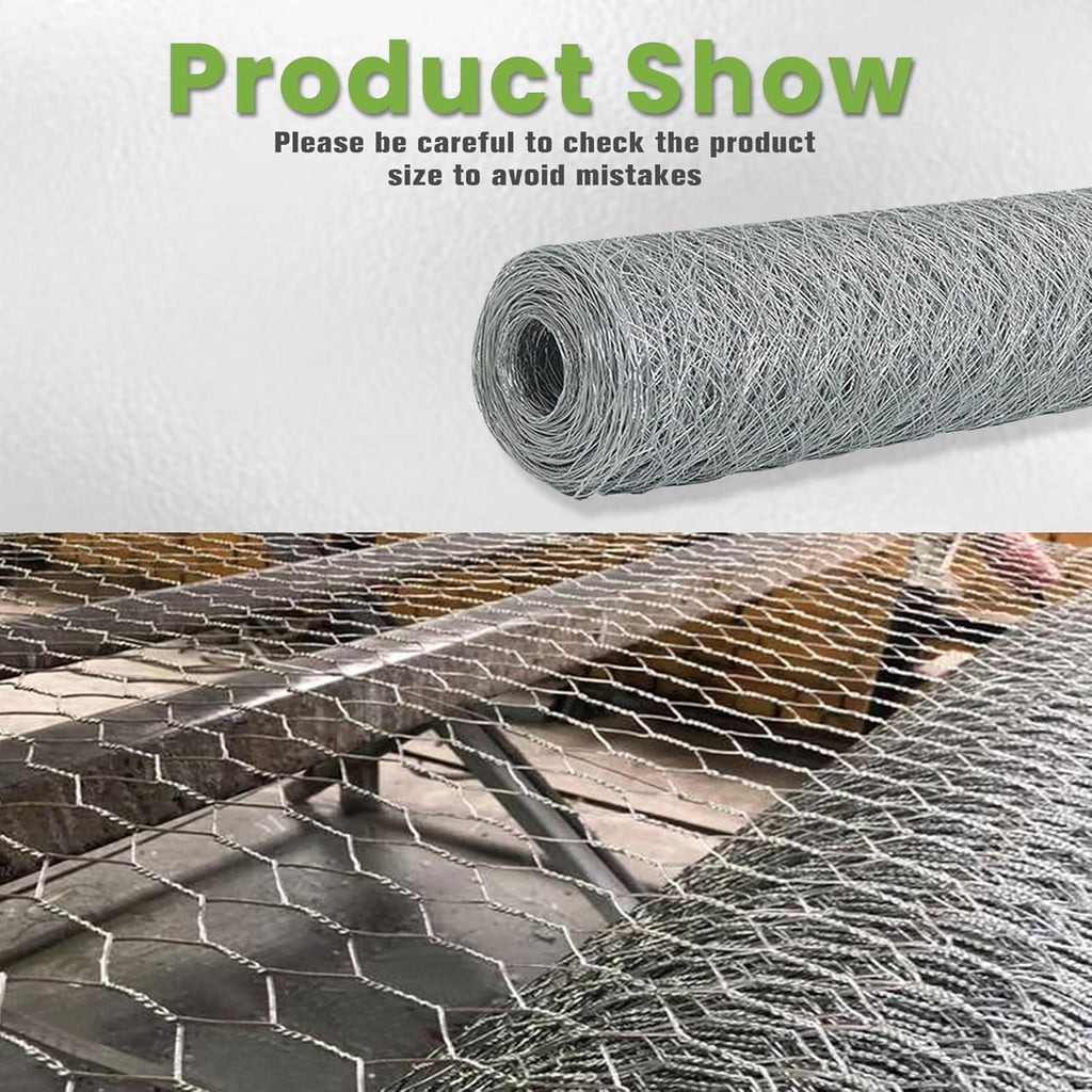Chicken Wire Netting Galvanized Wire Mesh Hexagonal Fencing for Poultry Garden Fencing Barrier 6FTx50FT