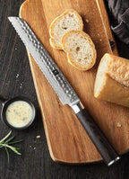 XINZUO 67 Layers Damascus Bread Cutting Knife, 8 Inch Serrated Bread Knife for Homemade Bread Sourdough,Razor Sharp,Dark Brown Pakkawood Handle