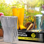HongWay 120 Pack 12 Inch Landscape Staples, Garden Stakes 11 Gauge Galvanized Ground Staples Lawn Yard Tent Fence Stakes Landscaping Fabric Pins for Gardening Secure Outdoor Decorations