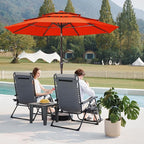 JEAREY 9FT 3 Tier Patio Umbrella Outdoor Market Umbrella Table Umbrellas with 8 Ribs 1.5 Pole Push Button Tilt and Crank UV Protection for Garden,Orange