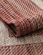 Unique Loom Outdoor Border Collection Area Rug - Soft Border (7' 10" Square Rust Red/Ivory)