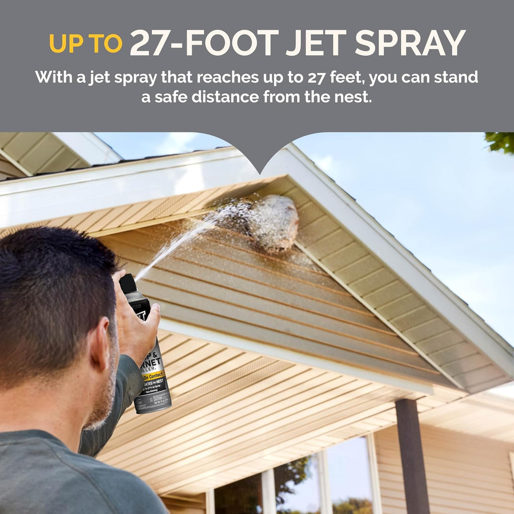 Hot Shot Wasp And Hornet Killer 17.5 Ounces, Bonus Size, Up to 27-Foot Jet Spray, 12 Pack, Black
