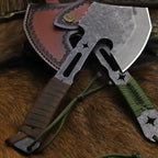 BA-KOR 12.2-inch DC53 Steel 10mm Thick Multi-Functional Survival Axe for Camping, EDC Tool, Jungle Logging Axe + Axe Sheath (5.9in) Cerium igniter