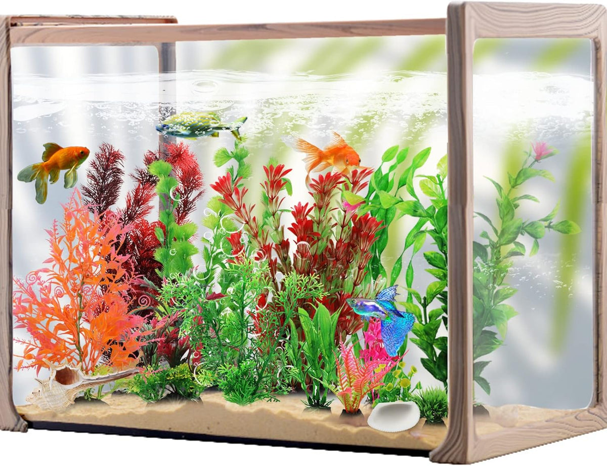 Fish Tank Accessories Aquarium Decorations Plants, 20pcs Fish Tank Decorations Plant, Fish Tank Decor, Aquarium Decor Plastic Plants, Small to Large