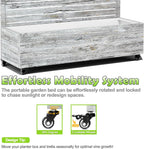 15.7"×70.9"×47.2" Metal Raised Garden Bed with Trellis and Wheels - Tall Trellis Planter Box for Climbing Plants, Vegetables & Vines - Outdoor Privacy Planters for Patio (White Oak Grain)