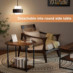 WOHOMO Coffee Table, Mid Century Modern Coffee Table for Living Room Rustic Farmhouse Center Table 2 in 1Detachable Table Set, Rustic Brown