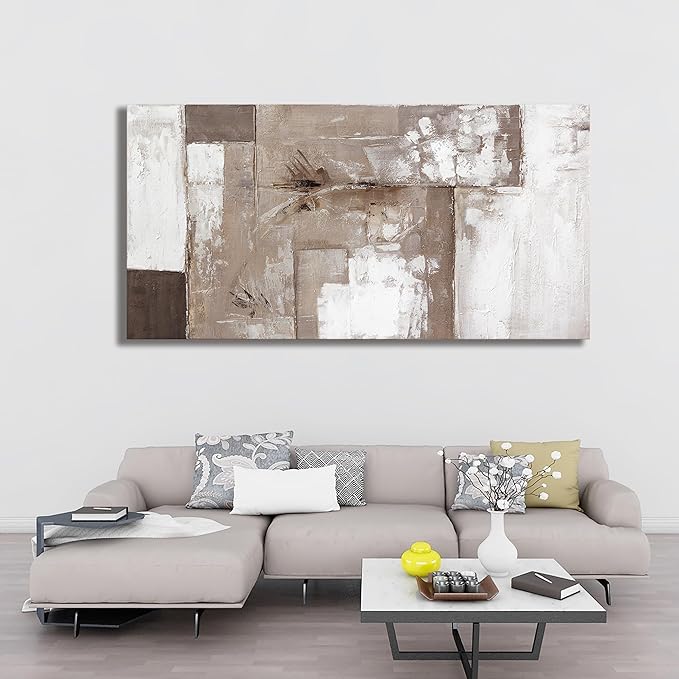 YISXINOAG Large Abstract Wall Art For Living Room Decor Grunge Room Decor Art Canvas Art Wall Decor 29" X 58" Painting Brown Grey And White Wall Art For Bedroom Home Office Dining Room Decoration