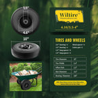 (2 Pack) 4.10/3.50-4 Flat Free Tire and Wheel 10-Inch Solid Wheel Replacement with 5/8 Extra 3/4 &1/2 Bearings,2.2" Offset Hub -Compatible with Hand Truck,Wheelbarrow(Wave,Black)
